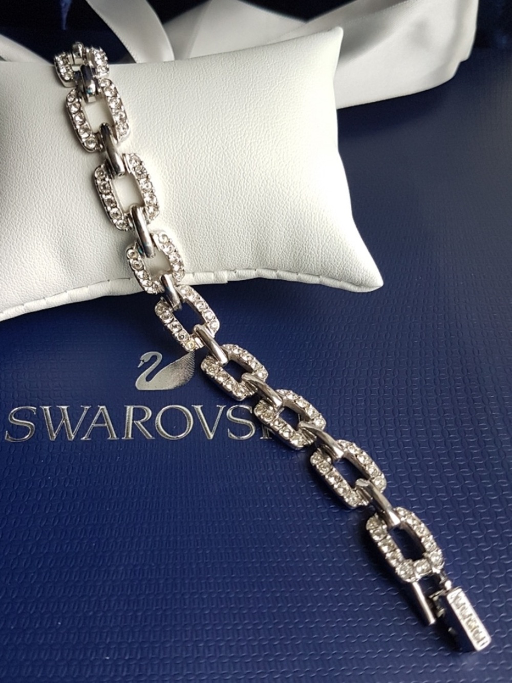 AUTHENTIC Swarovski Open Square Pave Link Tennis Bracelet - RARE - Vintage